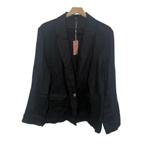NWT Quince Women's XL European Linen Relaxed Blazer Black Coastal Corporate Flax thumbnail 2