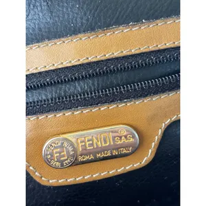 Fendi Pequin Canvas Round Hatbox Bag 10" Brown Black Vintage 80s Crossbody thumbnail 8