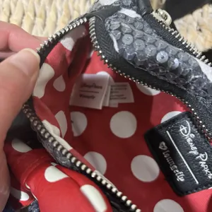 Disney Parks Loungefly Black Minnie‎ Mouse Sequined Waist Bag Red Polka Dot Bow thumbnail 7