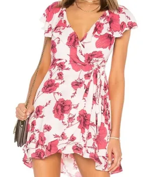 Free People French Quarter Floral Wrap Mini Dress thumbnail 1