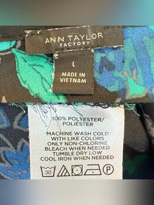 Ann Taylor Womens Shirt Blouse Blue Green Floral Long Sleeve Button Up Large thumbnail 10