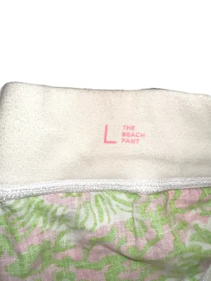 Lilly Pulitzer The Beach Pant Linen Pink & Green Wide Leg Drawstring Pants LARGE thumbnail 4