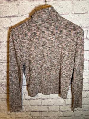 Madewell Top Turtleneck Ribbed Knit‎ Cropped Mauve Space Dye Long Sleeve Large thumbnail 2