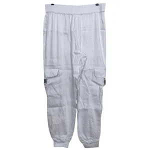 Alice + Olivia Cargo Buckle Joggers White Size Medium Linen Blend thumbnail 3
