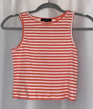 Orange And White Striped Tank Top Size M thumbnail 1