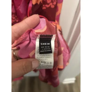 SheIn Pink Floral One Shoulder Maxi Dress Size 8 Tiered Ruffle Resort Vacation Cruise thumbnail 4