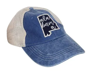 DK Caps Blue and Cream Alabama Baseball Cap One Size Alabama Trucker Hat thumbnail 1