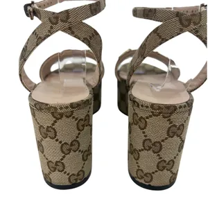 Gucci Lady Horsebit GG Supreme Canvas Platform Sandals Beige 37.5 Box Dust Bags thumbnail 13