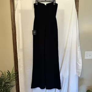 Lulu's Strapless Jumpsuit Size Medium Black Romper Staple Piece‎ Wide Leg NWT thumbnail 6