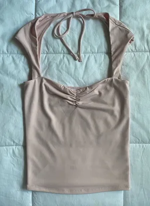 Garage Talina Sweetheart Neckline Halter Tank Top Open Back Chalk Pink XXS thumbnail 1