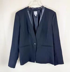 Halogen Faux Leather Trim Suit Jacket Blazer thumbnail 9