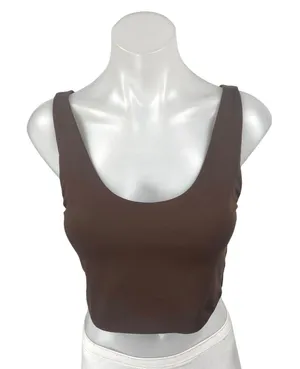 Aritzia Babaton Brown Sleeveless Scoop Neck Cami Camisole Tank Crop Top Size L thumbnail 1