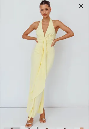Hello Molly Yellow Halter Midi Dress thumbnail 3