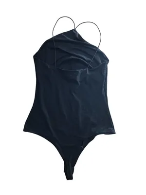H&M Black Spaghetti Strap Halter Bodysuit Size S thumbnail 2