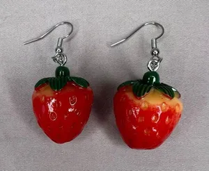 NWT Handmade Fun Strawberry Dangly Food Earrings thumbnail 2