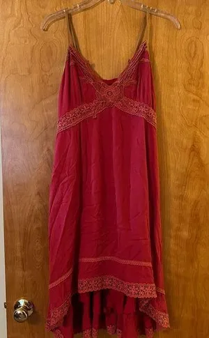 Miss Me Suede Strap Sleeveless Dress Lace At Bodice And Hem Rayon NWT Large thumbnail 1