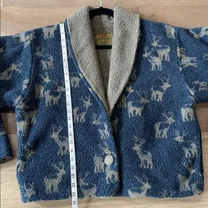 Chuck Roast Vintage Fleece Sherpa Reversible Sweater Jacket Deer Print Medium thumbnail 7