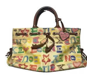 Vintage Dooney & Bourke Coated Graffiti Tote Purse Y2K Handbag Leather Straps thumbnail 1