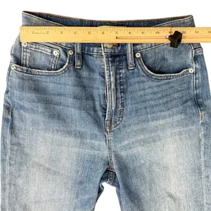 Madewell Blue Distressed Raw Hem Light Wash Stretch Perfect Vintage Jeans sz 26 thumbnail 7