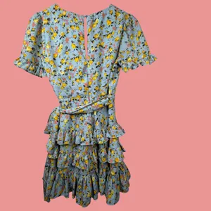 Lulus Floral Wrap Mini Dress Women S Light Blue Tiered Ruffle Sleeve Cottagecore thumbnail 3