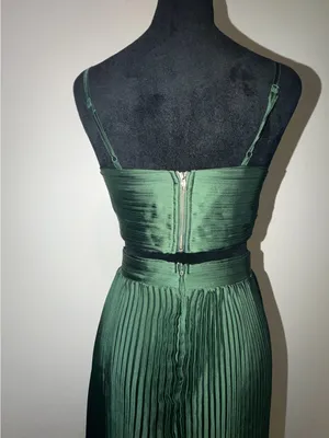 NWOT Lulus Got the Glam Emerald Green Pleated Cutout Maxi Dress thumbnail 5