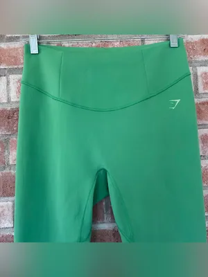Gymshark Leggings Cropped Green Women’s Large Workout Athletic Gym Activewear thumbnail 2
