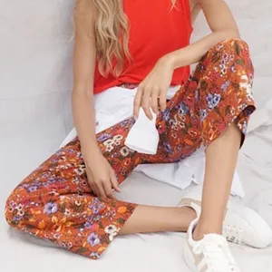 Anthropologie Maeve Flower Power‎ Wide Leg Ankle Cropped Trouser Pant 0 thumbnail 1