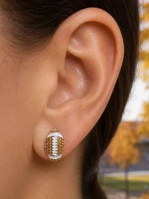 Pave Football Stud Earrings Gold thumbnail 3