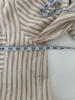 Maurices Cropped Striped Button Down Shirt Cream White Linen thumbnail 7