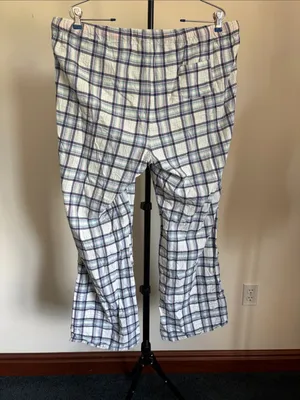 Motherhood White & Navy Plaid Pajama Pants with Pink Drawstring thumbnail 3