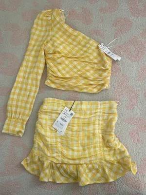 ZARA Yellow Gingham Two Piece Set thumbnail 1