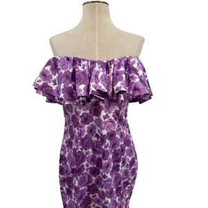Oh Polly Show Me‎ Off Off Shoulder Ruffle Satin Mini Dress Lilac Floral US 8 NWT thumbnail 5