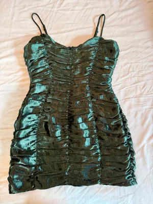 Lucy in the Sky Emerald Green Ruched Bodycon Mini Dress Party Cocktail thumbnail 1