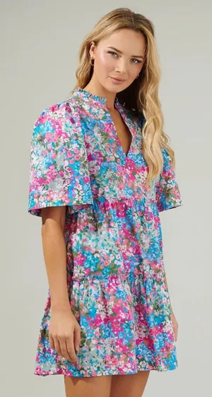 Sugarlips Vibrant Floral Mini Dress Size XS 100% Cotton thumbnail 1