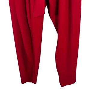 Lane Bryant Paperbag Waist Tapered Leg Pants Solid Red Career Chic Size 16 thumbnail 4