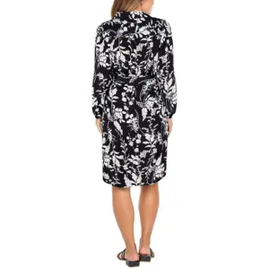 NWT Well Worn Women's Collared Midi Dress with Pockets 1749069 S Black Print thumbnail 3