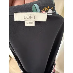 LOFT Black Tiered Mini Skirt with Pink & Green Floral Print thumbnail 2