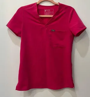 Figs Womens Catarina One Pocket Scrub Top Size XXS Hot Pink thumbnail 2