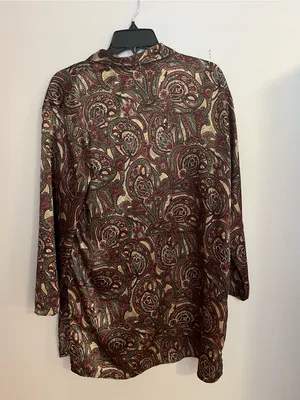 Victoria's Secret‎ Paisley Blouse in Burgundy, Green & Cream thumbnail 2
