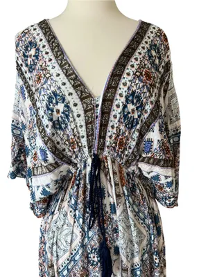 World Market Multicolor Paisley Bohemian V Neck Maxi Dress thumbnail 2