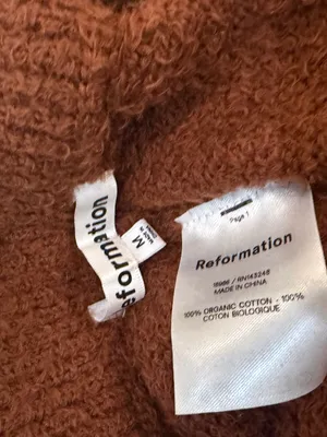 Reformation Isle Organic Cotton Brown Knit High-Waist Wide-Leg Pants M thumbnail 4