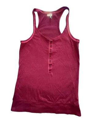 Vintage! Y2K Old Navy Burgundy Ribbed Henley Tank Top! thumbnail 1