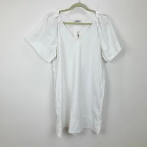 Madewell V Neck Mini Shirtdress Poplin Cotton White Pockets Relaxed Shift S NWT thumbnail 7