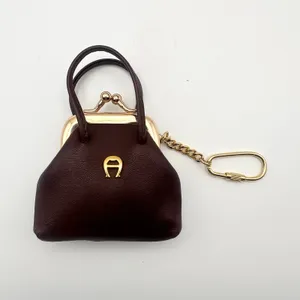 Etienne Aigner Brown Leather Kisslock Miniature Coin Top Handle Purse Keychain thumbnail 2
