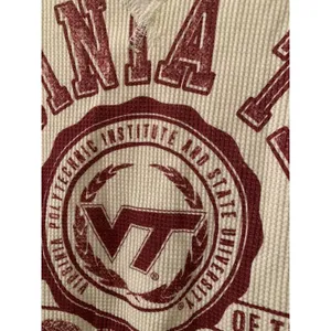 Virginia Tech Hokies Women's Juniors Thermal Waffle Knit Shirt Top Size M Beige thumbnail 6