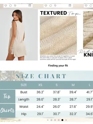 Uaneo 2 Piece Outfit Summer Knit Sweater Set Sleeveless Tunic top and short thumbnail 10