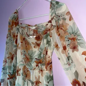 Lush Size Small Layla Mini Dress Babydoll Boho Floral Tiered Skirt Cottage thumbnail 3