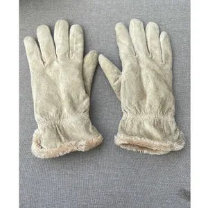 Vintage Cream leather sherpa lined gloves womens large thumbnail 6