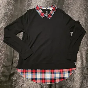 Womens small J.Crew Woven Collar Tartan Plaid Layered Sweater/Top thumbnail 2