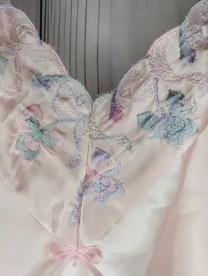 Shirley of Hollywood Vintage Coquette Y2K Silky Pink Lace Trim Camisole Top thumbnail 2